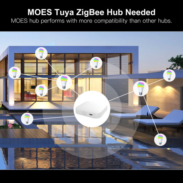 MOES ZigBee Smart LED Light Bulb Energy Efficient E27 Dimmable RGB White Color Lamp 806Lm 9W 90-250V - Image 3
