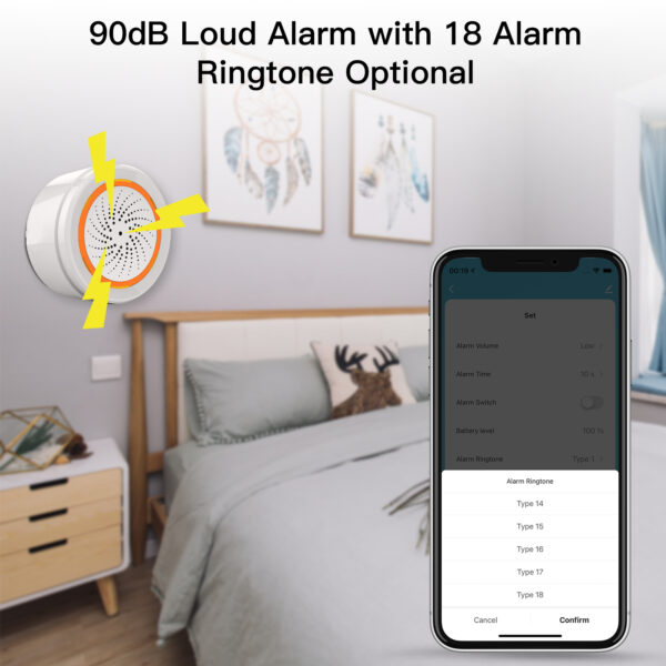 Zigbee 90dB Loud Alarm with 18 Alarm Ringtones - Image 2