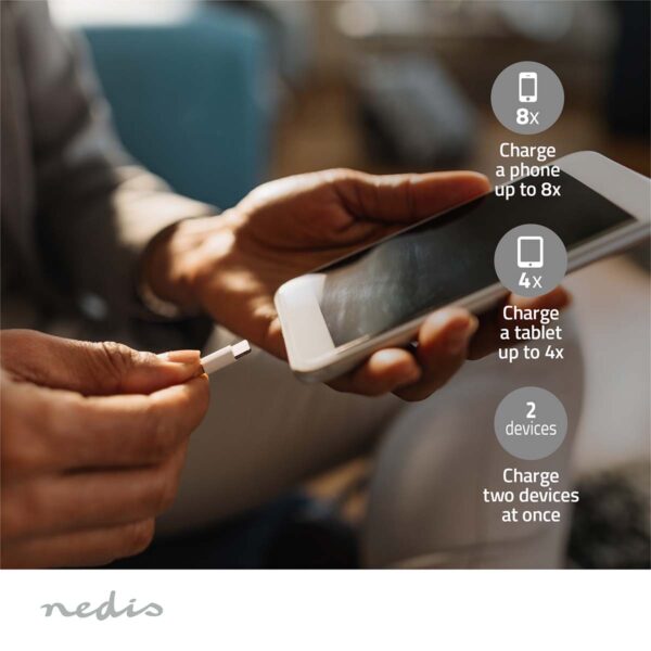 Nedis Powerbank | 30000 mAh | 1.5 / 2.0 / 3.0 A | Number of outputs: 2 | Output connection: 1x USB-A / 1x USB --C | Input connection: 1x Micro USB / 1x USB-C | PD3.0 20W | Lithium-Polymer - Image 9