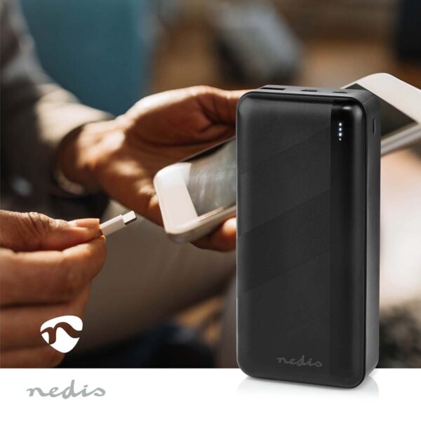 Nedis Powerbank | 30000 mAh | 1.5 / 2.0 / 3.0 A | Number of outputs: 2 | Output connection: 1x USB-A / 1x USB --C | Input connection: 1x Micro USB / 1x USB-C | PD3.0 20W | Lithium-Polymer - Image 7