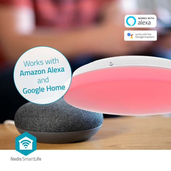 Nedis SmartLife Ceiling Light | Wi-Fi | RGB / Warm to Cool White | Round | Diameter: 260 mm | 1820 lm | 2700 - 6500 K | IP44 | Energy class: F | Android / IOS - Image 6