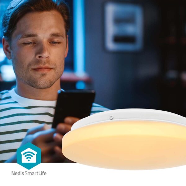 Nedis SmartLife Ceiling Light | Wi-Fi | RGB / Warm to Cool White | Round | Diameter: 260 mm | 1820 lm | 2700 - 6500 K | IP44 | Energy class: F | Android / IOS - Image 5