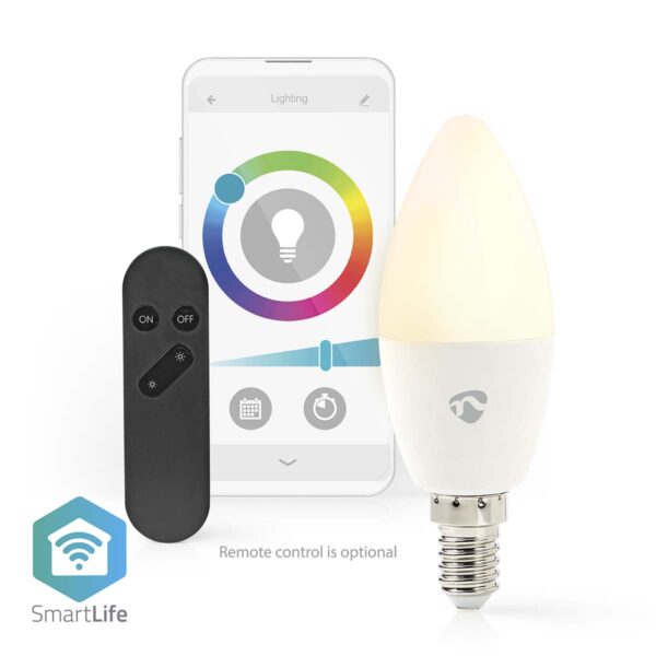 Nedis SmartLife Full Colour LED Bulb | Wi-Fi | E14 | 470 lm | 4.9 W | RGB / Warm to Cool White | 2700 - 6500 K | Android / IOS | Candle | 1 pcs - Image 5