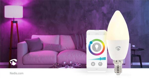 Nedis SmartLife Full Colour LED Bulb | Wi-Fi | E14 | 470 lm | 4.9 W | RGB / Warm to Cool White | 2700 - 6500 K | Android / IOS | Candle | 1 pcs - Image 8