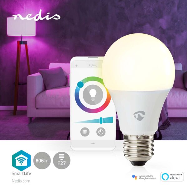 Nedis SmartLife Full Colour LED Bulb | Wi-Fi | E27 | 806 lm | 9 W | RGB / Warm to Cool White | 2700 - 6500 K | Android/ IOS | Bulb | 1 pcs - Image 4