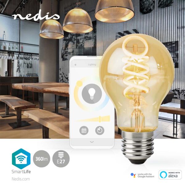 Nedis SmartLife LED Filament Bulb | Wi-Fi | E27 | 360 lm | 4.9 W | Warm to Cool White | 1800 - 6500 K | Glass | Android / IOS | Bulb | 1 pcs - Image 4