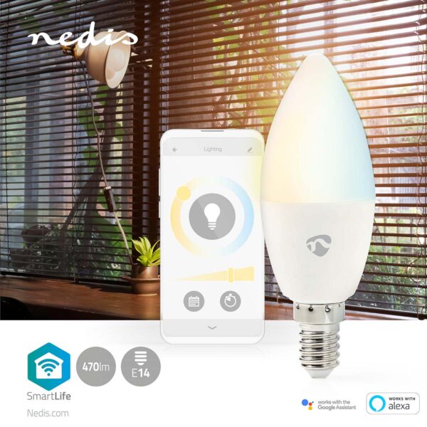 Nedis SmartLife LED Bulb | Wi-Fi | E14 | 470 lm | 4.9 W | Warm to Cool White | 2700 - 6500 K | Android / IOS | Candle | 1 pcs - Image 4