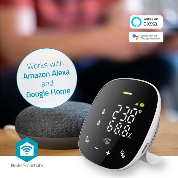 Nedis SmartLife Air Quality Monitor | Wi-Fi | Including display | Carbon Dioxide (CO2) / Humidity / Temperature | Android / IOS | Black / White - Image 9