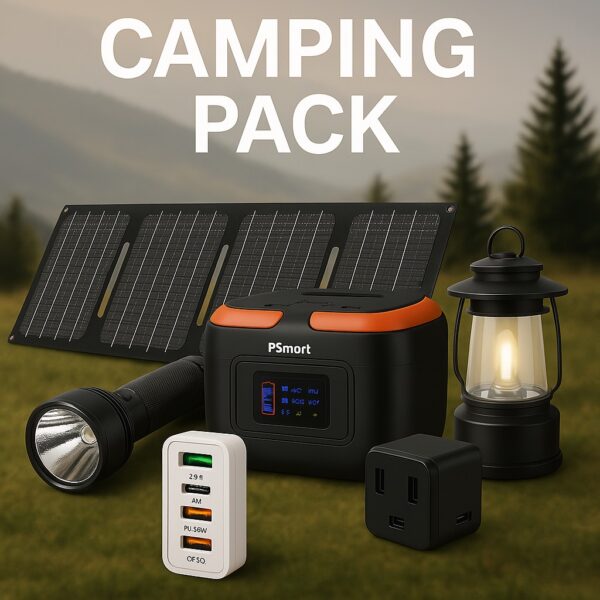 PSmart Camping Set - G120 Mini Solar Power Station 120W 26400mAh/97.68wh I Multiple Charging Ports, Compact &Large Capacity Portable Power Station enough to power your smartphone, tablet, laptop, camera, drones and more I  LED Flashlight with reading mode , SOS mode for emergency
