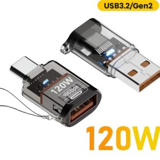 120W Type C To USB A  Adapter | USB 3.2 to Type C Fast Charging Connector For iPhone 15 16 Macbook iPad