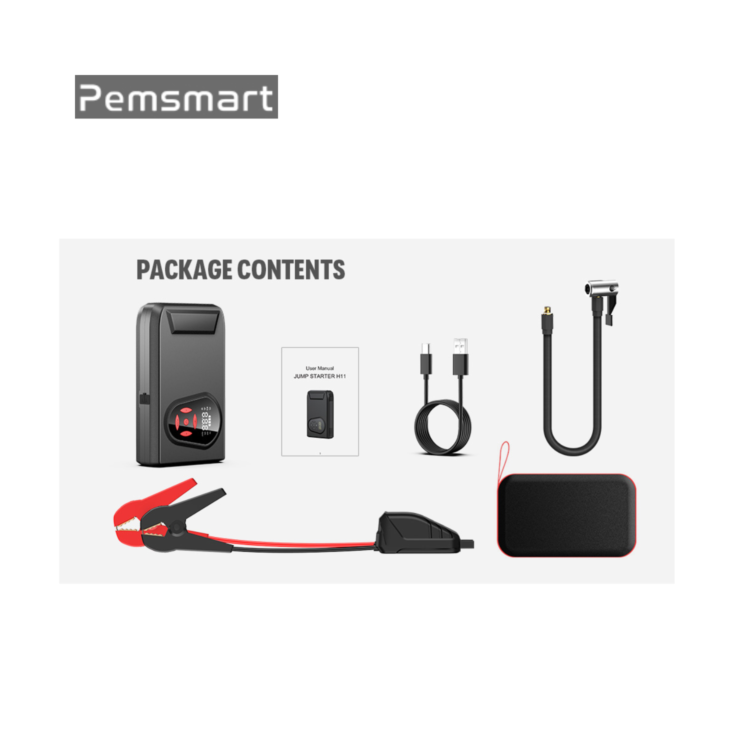Pemsmart H11 Car Jump Starter with Air Compressor – 3000A Peak, 20000mAh Portable Power Bank - Image 2