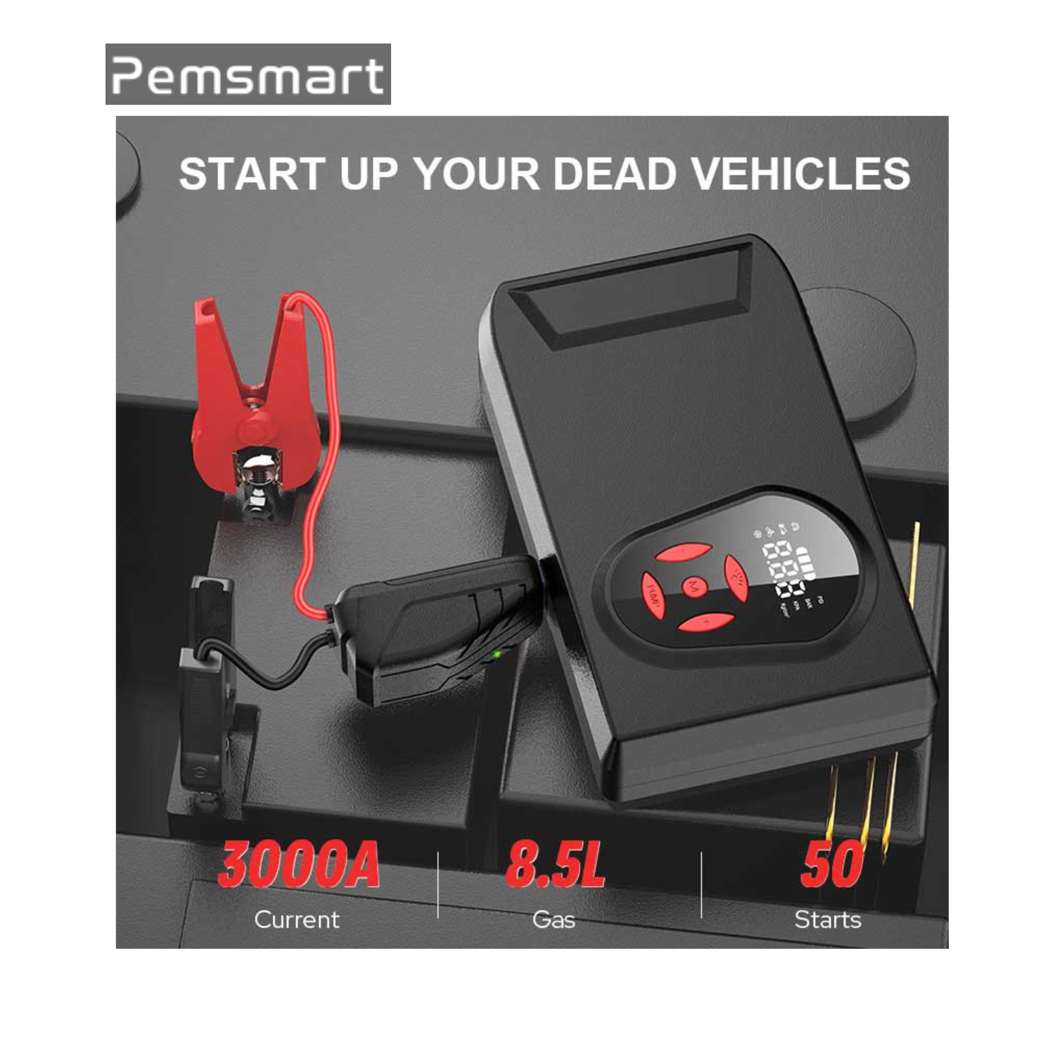 Pemsmart H11 Car Jump Starter with Air Compressor – 3000A Peak, 20000mAh Portable Power Bank - Image 5