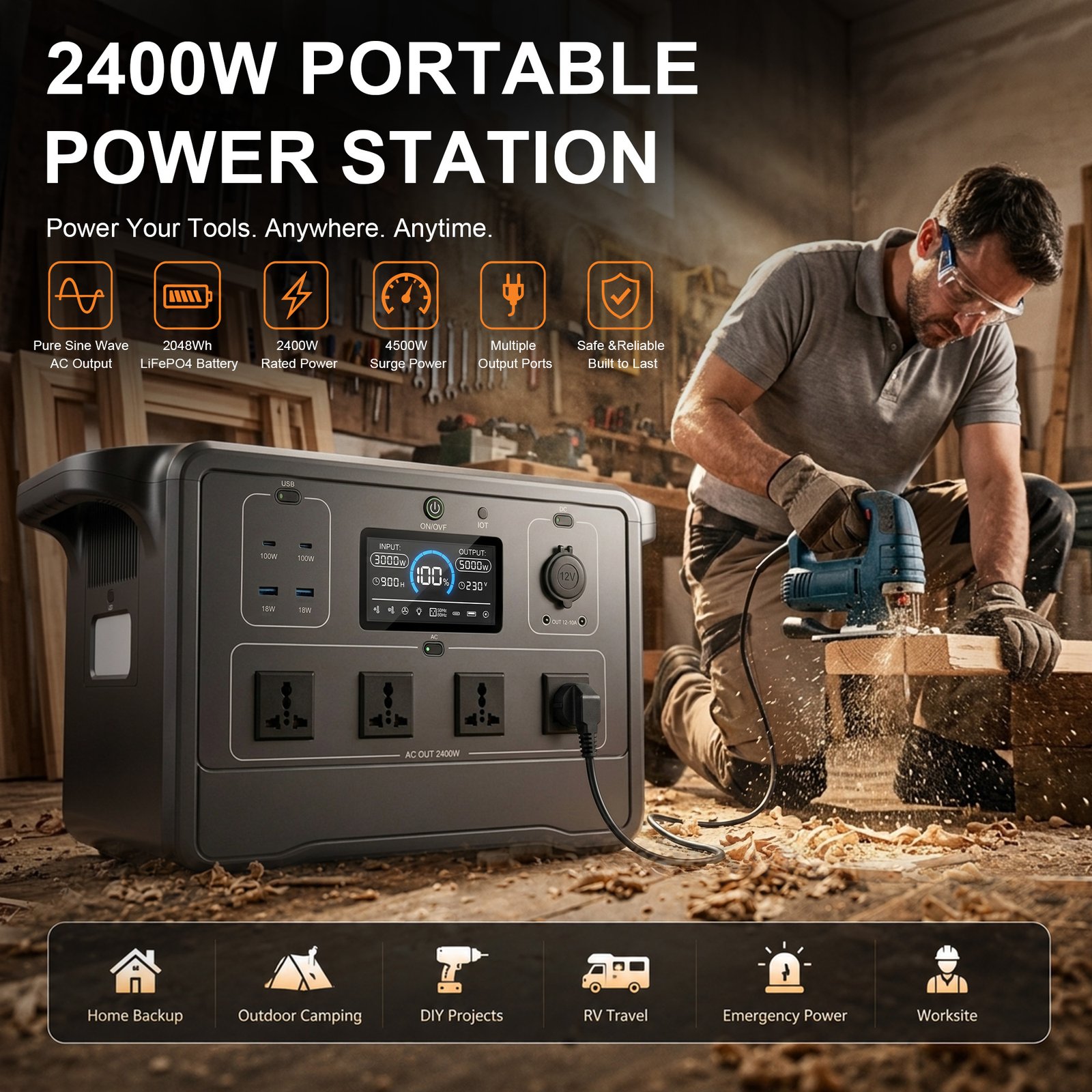 Pemsmart DPS-2400 Portable Power Station - 2400W, 2662.4Wh LiFePO4 - Image 10