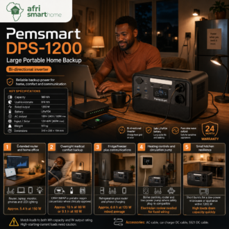 Pemsmart DPS-1200 Portable Power Station - 1200W, 960Wh LiFePO4