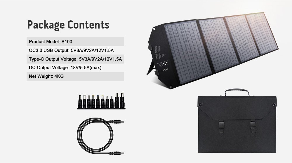 Pemsmart S100 Foldable Solar Panel - 100W Portable Solar Charger - Image 2